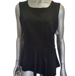NWT B16 Halogen Black Peplum Stretchy Tank Top - Size Medium